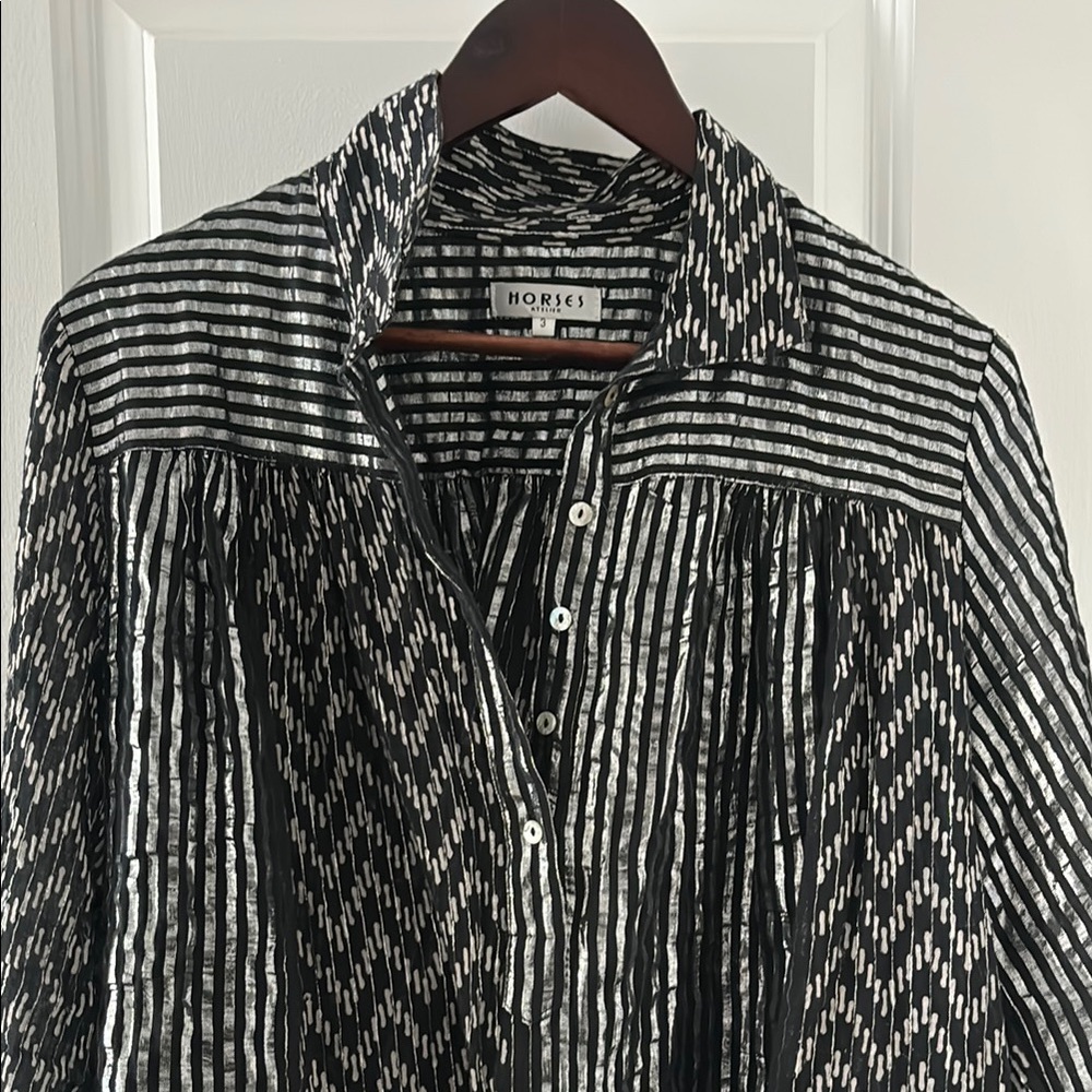 Chic Black and White Striped Blouse